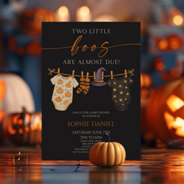 Zwei kleine Boos sind fast fällig! Twins Baby Show Einladung (Von Creator hochgeladen)