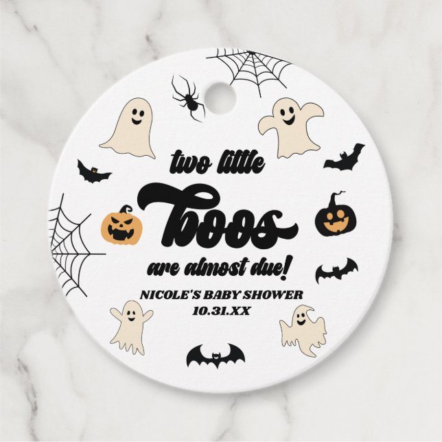 Zwei kleine Boos Twins Halloween Babydusche Geschenkanhänger (Vorderseite)