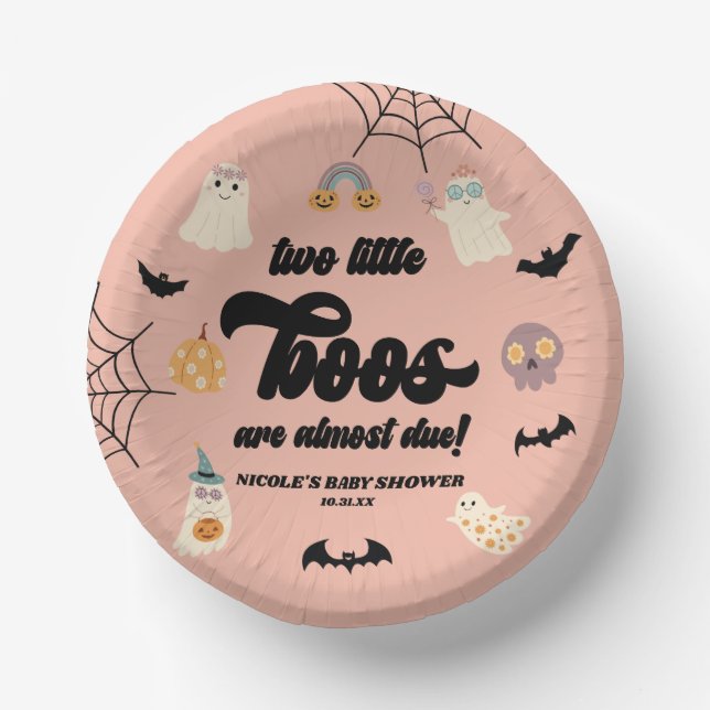 Zwei kleine Boos Twins Halloween Babydusche Pappteller (Vorderseite)