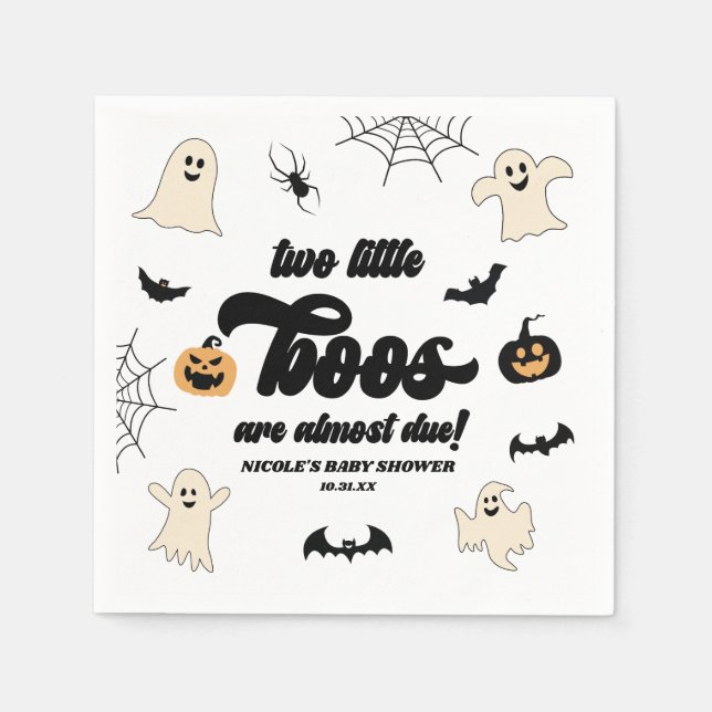 Zwei kleine Boos Twins Halloween Babydusche Serviette (Vorderseite)