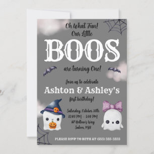Zwei kleine BOOS werden 1! Ghost 1. Geburtstag Einladung