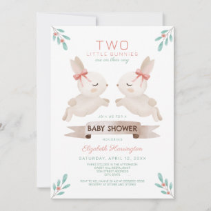 Zwei kleine Bunnies Bunny Twin Girls Babydusche Einladung