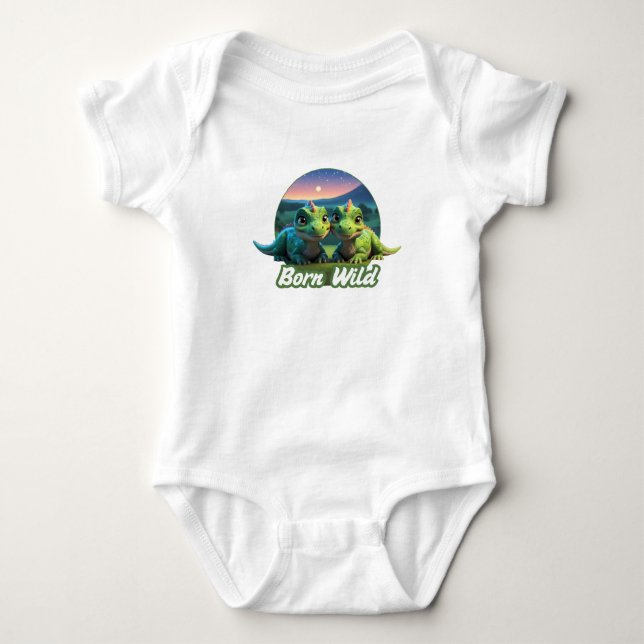 Zwei kleine Dinos - Born Wild Baby Strampler (Vorderseite)