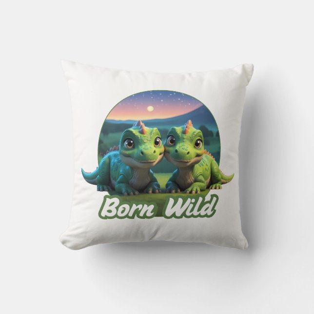 Zwei kleine Dinos - Born Wild Kissen (Vorderseite)