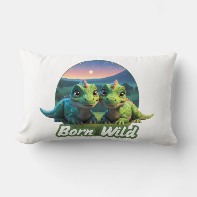 Zwei kleine Dinos - Born Wild  Lendenkissen (Vorderseite)