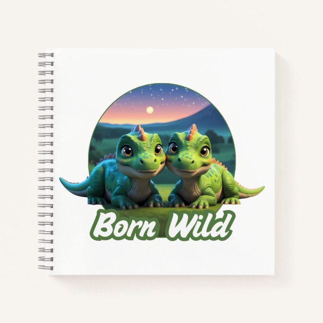 Zwei kleine Dinos - Born Wild  Notizbuch (Vorderseite)