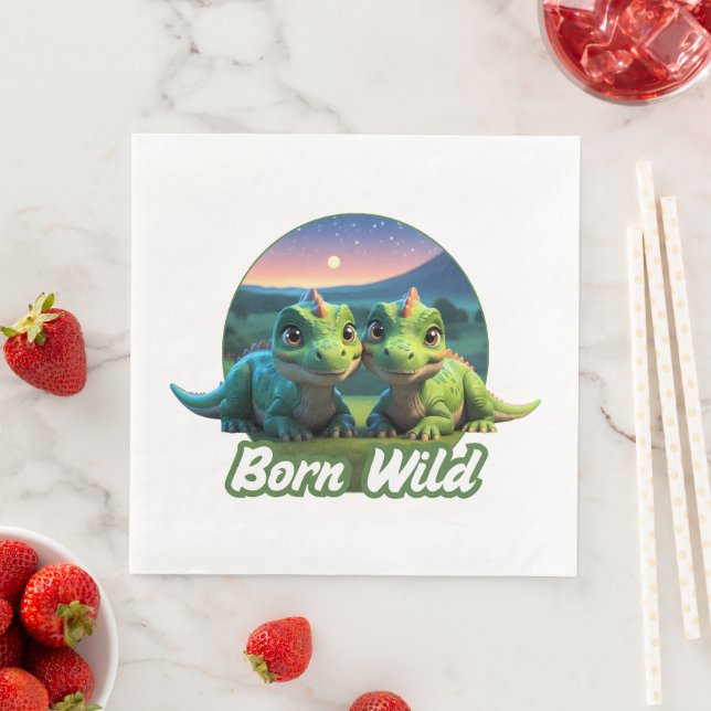 Zwei kleine Dinos - Born Wild  Serviette (Beispiel)