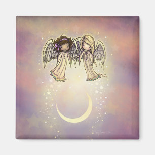 Zwei kleine Engel in einer funkelnden Nacht Kunst Magnet