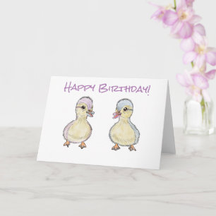 Zwei kleine Enten zum Geburtstag Karte
