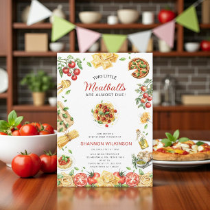 Zwei kleine Fleischbällchen italienische Pasta-Bab Einladung