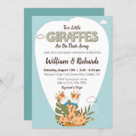 zwei kleine Giraffen Wasserfarbgiraffe Babydusche Einladung