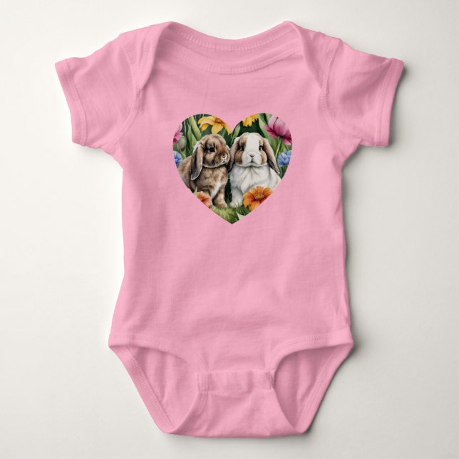 Zwei kleine Hasen Baby Strampler (Vorderseite)