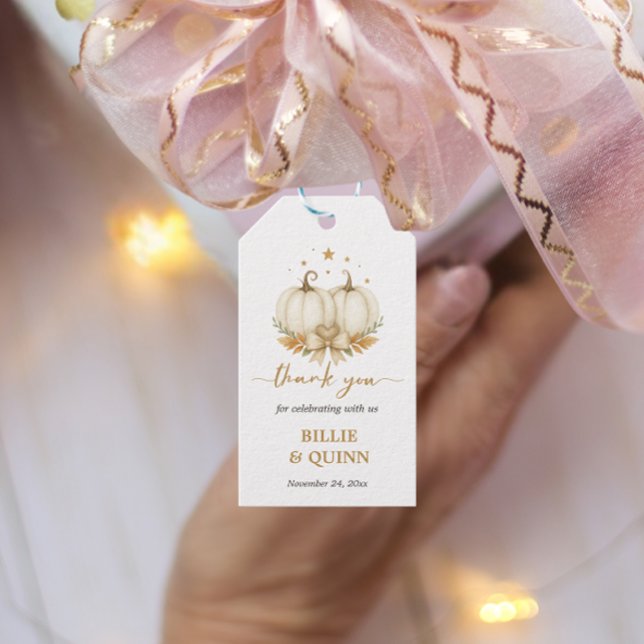 Zwei kleine Kürbis-Baby-Shower-Dankeschön-Geschenk Geschenkanhänger (Von Creator hochgeladen)