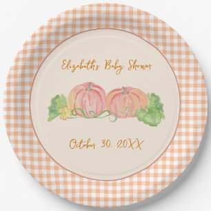 Zwei kleine Kürbis-Zwillinge Herbst-Baby-Party Pappteller