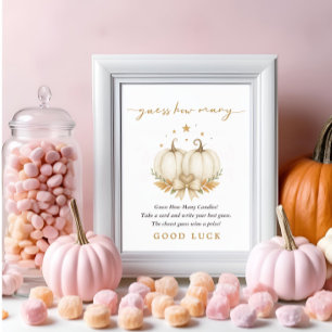 Zwei kleine Kürbisse Baby Shower Ratespiel Schild