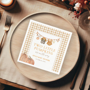 Zwei kleine Kürbisse Herbst-Zwillinge Baby Shower Serviette