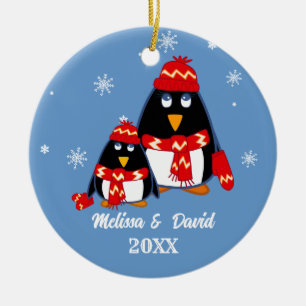 Zwei kleine Pinguine Custom Christmas Keramikornament