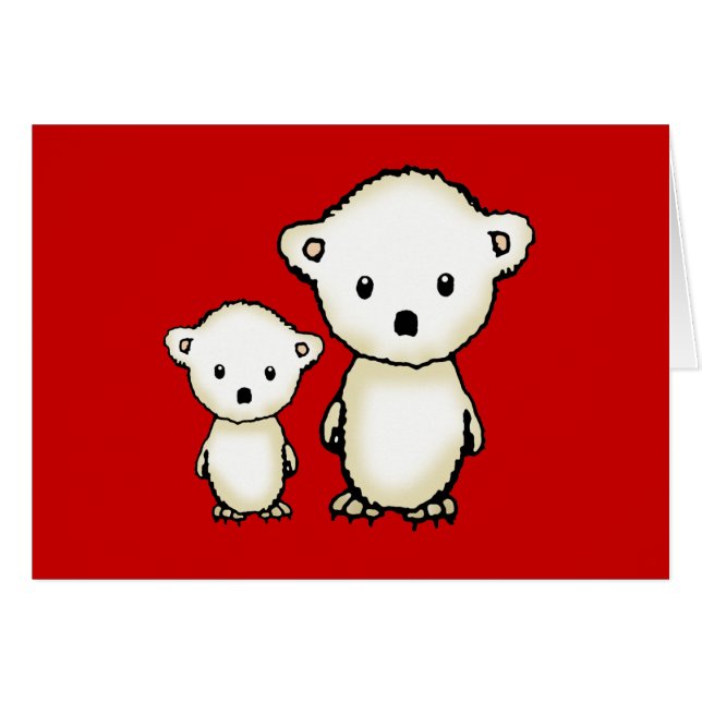 Zwei kleine Polar Bears Card (Vorderseite (Horizontal))