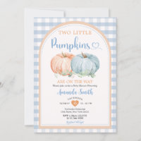 Zwei kleine Pumpkin Blue Gingham Orange Baby Dusch