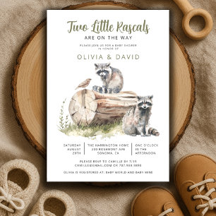 Zwei kleine Rascals Baby Raccoon Twins Baby Dusche Einladung