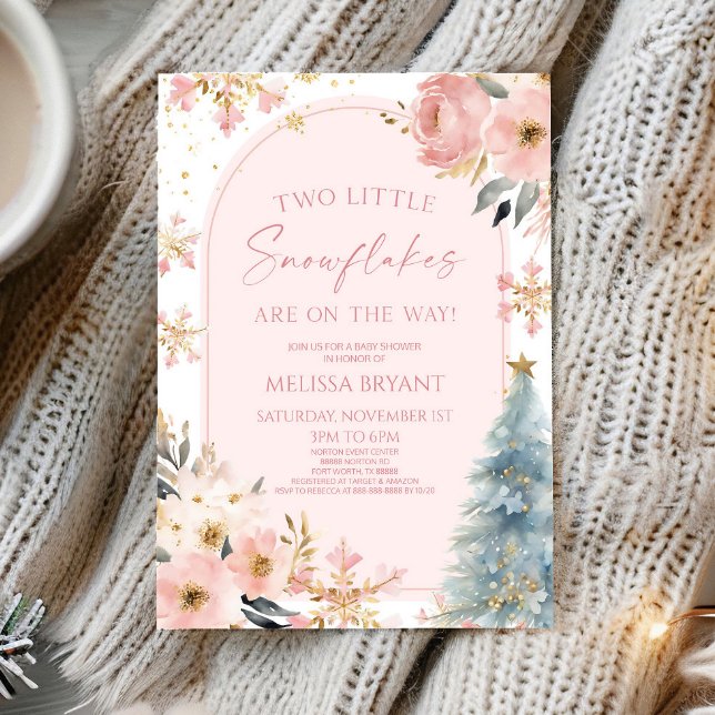 Zwei kleine Schneeflocken Winter Twins Kinderdusch Einladung (Von Creator hochgeladen)