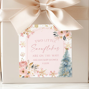 Zwei kleine Schneeflocken Winter Twins Kinderdusch Quadratischer Aufkleber