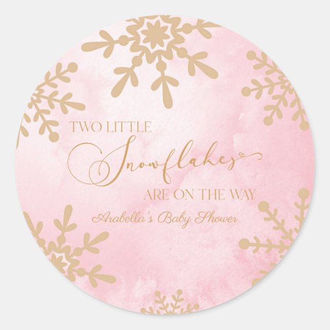 Zwei kleine Schneeflocken Winter Twins Kinderdusch Runder Aufkleber (Vorderseite)