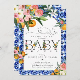 Zwei kleine Süsse auf dem Weg Babydusche Einladung