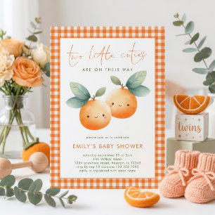 Zwei kleine Süße Gingham-Zwillinge Baby Shower Einladung
