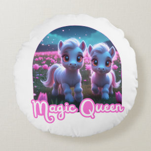 Zwei kleine süße Ponys - Magic Queen Rundes Kissen