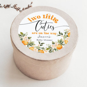 Zwei kleine Süssen Babydusche Orangen Runder Aufkleber