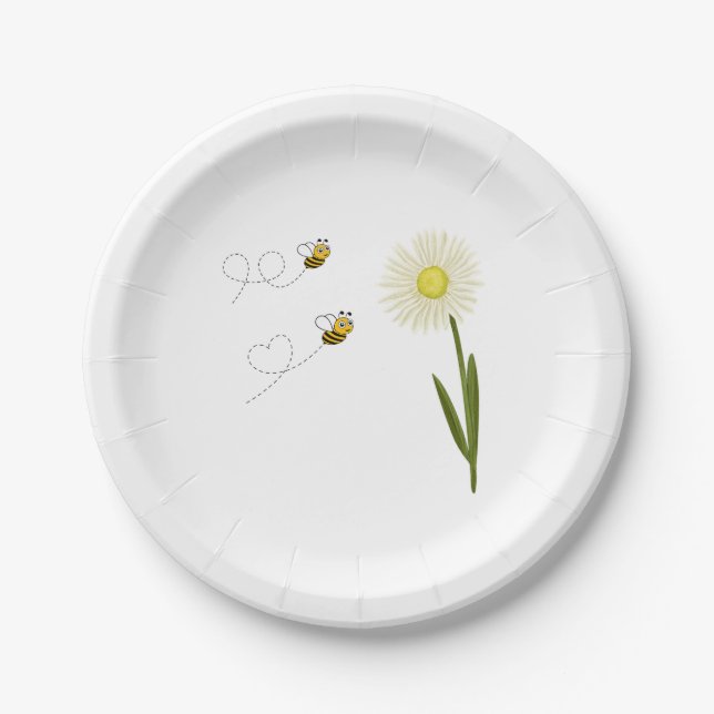 Zwei kleine und niedliche Bienen Pappteller (Vorderseite)