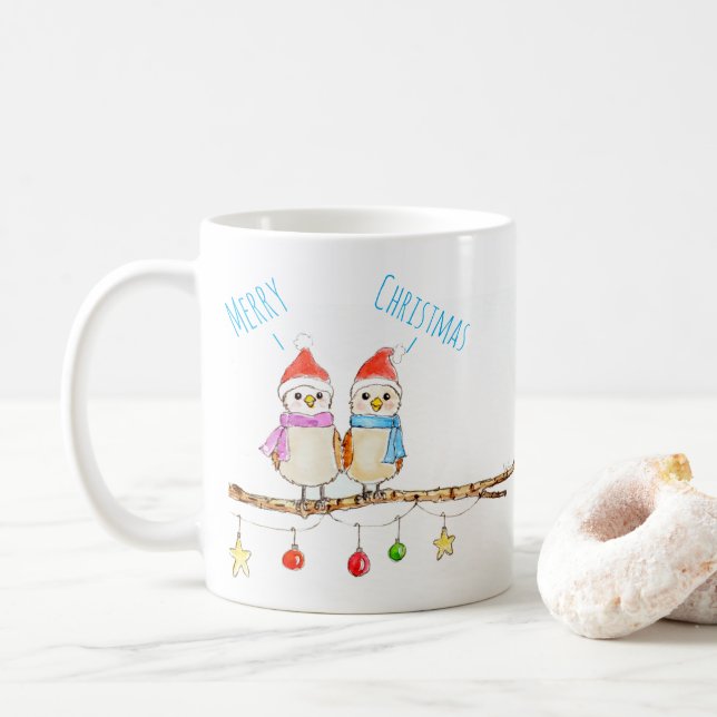 Zwei kleine Vögel  Kaffeetasse (Mit Donut)