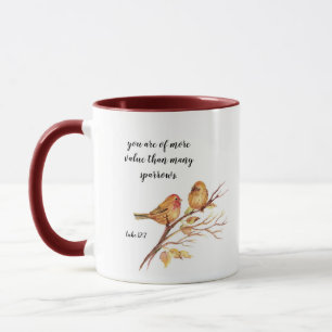 Zwei kleine Vogelspangen Bibel Verse Inspiration Tasse