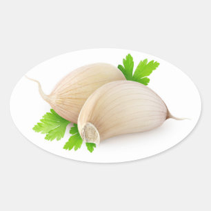 Zwei Knoblauchstücke Ovaler Aufkleber