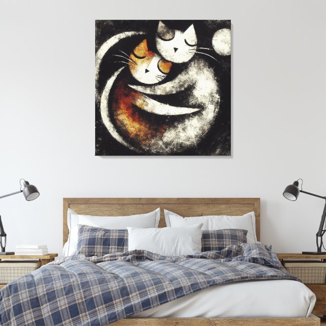 Zwei knuddelnde Katzen Leinwanddruck – Inspiriert  (Insitu (Schlafzimmer))