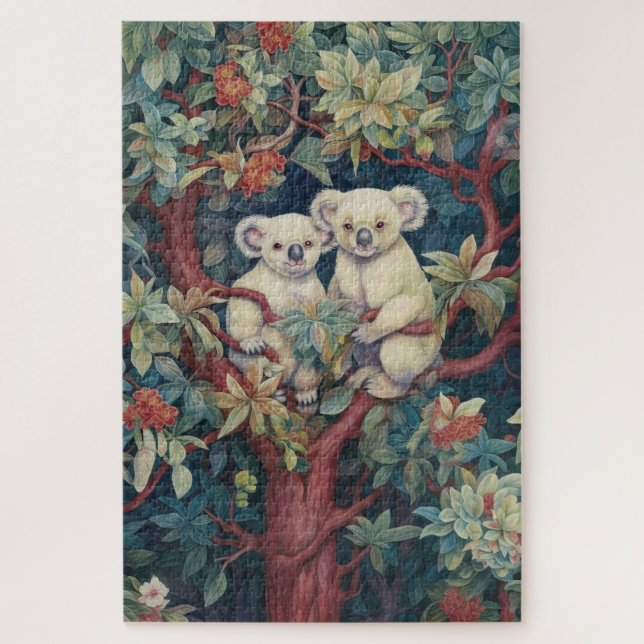 Zwei Koalas sitzen in einem Gummibaum Puzzle (Vertikal)