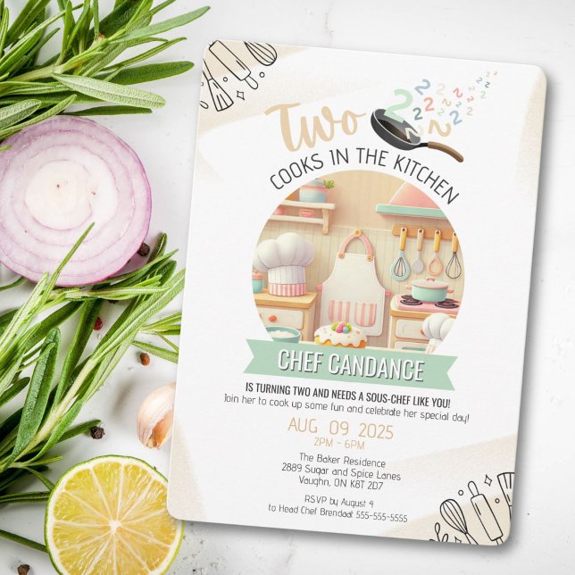 Zwei Köche in der Küche 2. Geburtstag Einladung (Von Creator hochgeladen)
