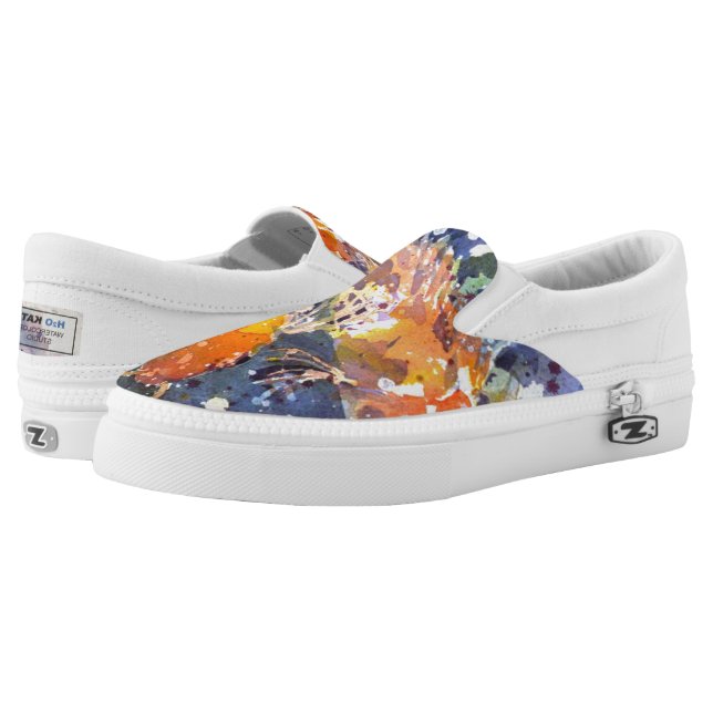 Zwei Koi Aquarell-Druck Beleg auf Schuhen Slip-On Sneaker (Paar)