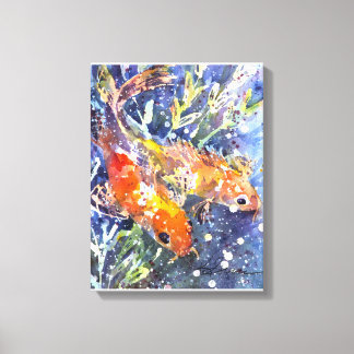 Zwei Koi Aquarellbilder Leinwanddruck