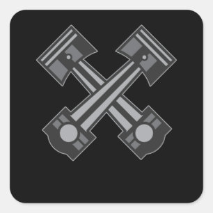 Zwei Kolben Auto Engineering Geschenk Quadratischer Aufkleber