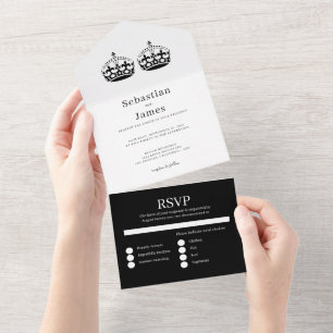 Zwei Könige bilden ein schwules Hochzeitspaar All In One Einladung