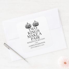 Zwei Könige machen eine Paarschwulenhochzeit Quadratischer Aufkleber