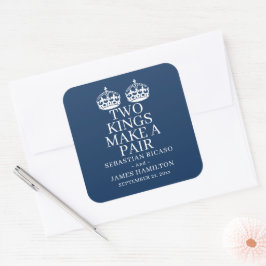 Zwei Könige machen eine Paarschwulenhochzeit Quadratischer Aufkleber