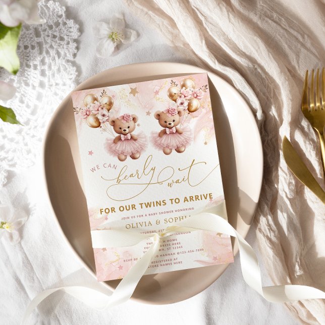 ZWEI können wir frühzeitig abwarten Babydusche Einladung (Von Creator hochgeladen)