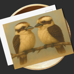 Zwei Kookaburras Postcard Australian Bird Art Prin Postkarte