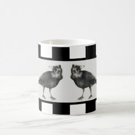Zwei Krähen und schwarze Streifen Kaffeetasse