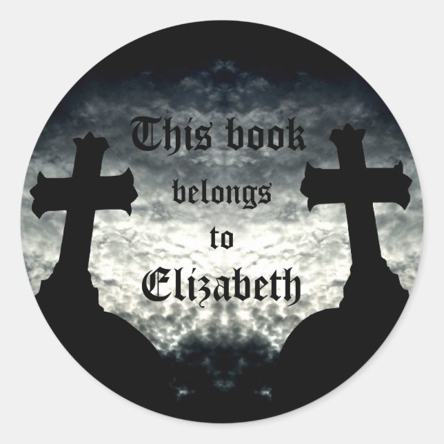 Zwei Kreuze Dieses Buch gehört Runder Aufkleber (Vorderseite)