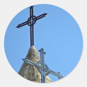 Zwei Kreuze Runder Aufkleber