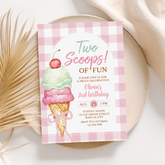 Zwei Kugeln Spaß Eiscreme-Schale 2. Geburtstag Einladung